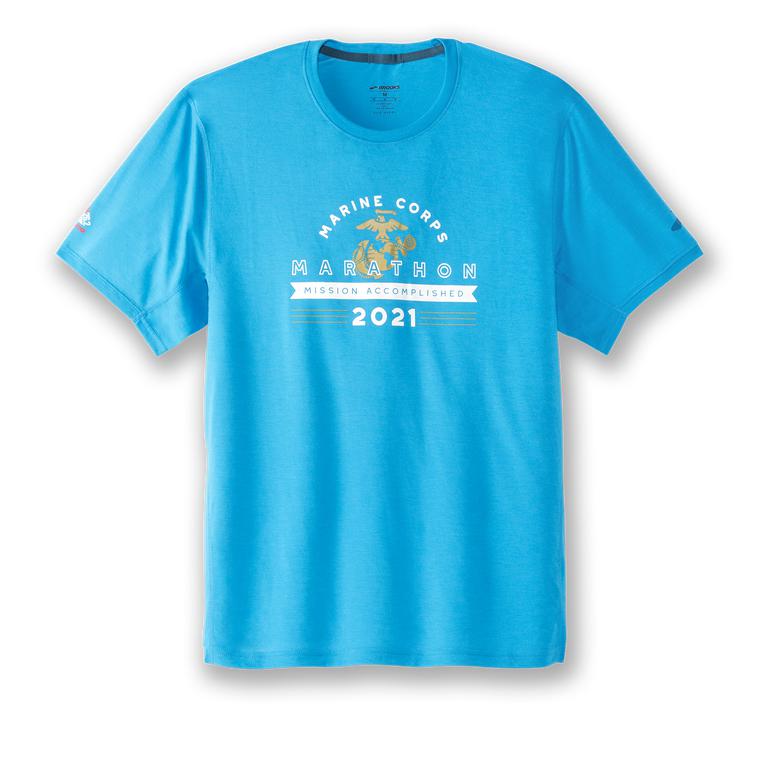 Brooks MCM21 Distance Graphic SS Men's Short Sleeve Running Shirt - Electric Blue (36048-AUPM)